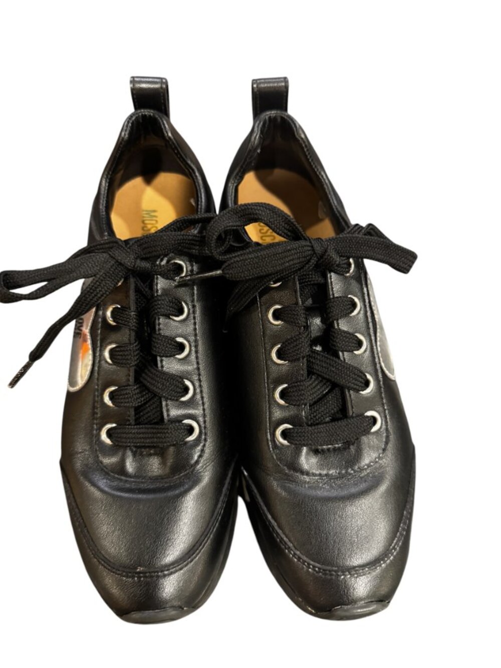 Love Moschino Black Leather Heart Sneakers Size 35 Italy - Picture 5 of 6